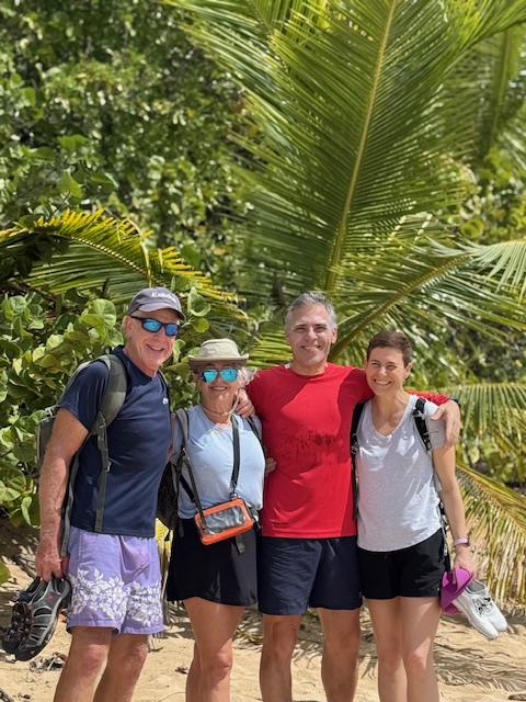 Couple in warm evening light at an outdoor restaurant